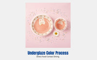 Cartoon Ceramic Dinnerware Set, Cute Strawberry Hare Design, Household Tableware, Polished Glaze Finish
