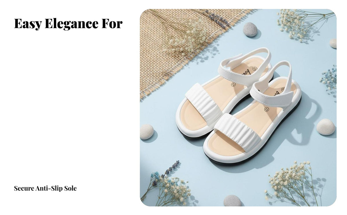 Women's Summer Sandals, Thick Sole Slip-On, Anti-Slip Flat Jelly Shoes, Relaxed Design