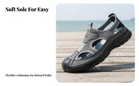 Men's Leather Sandals, Summer Breathable Soft Sole Beach Shoes, Anti-Slip Loafers