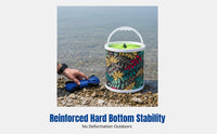 Foldable Fishing Bucket, Hard Bottom, Canvas, Outdoor, Multi-Functional, Portable, Antibounce Mesh
