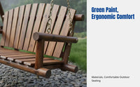 Double Seat Sturdy Wood Hanging Seat, Outdoor Swing Chair, Garden, Patio, Playground, Children