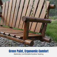 Double Seat Sturdy Wood Hanging Seat, Outdoor Swing Chair, Garden, Patio, Playground, Children