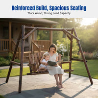 Double Seat Sturdy Wood Hanging Seat, Outdoor Swing Chair, Garden, Patio, Playground, Children