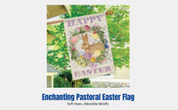 Garden Flag, Easter Hare, Double-Sided Linen-Like Banner, Pastoral Home Party Decor