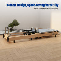 Oak Folding Center Bed Pilates Reformer Adjustable Commercial Gym Stretch Studio