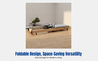 Oak Folding Center Bed Pilates Reformer Adjustable Commercial Gym Stretch Studio