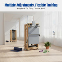 Oak Folding Center Bed Pilates Reformer Adjustable Commercial Gym Stretch Studio
