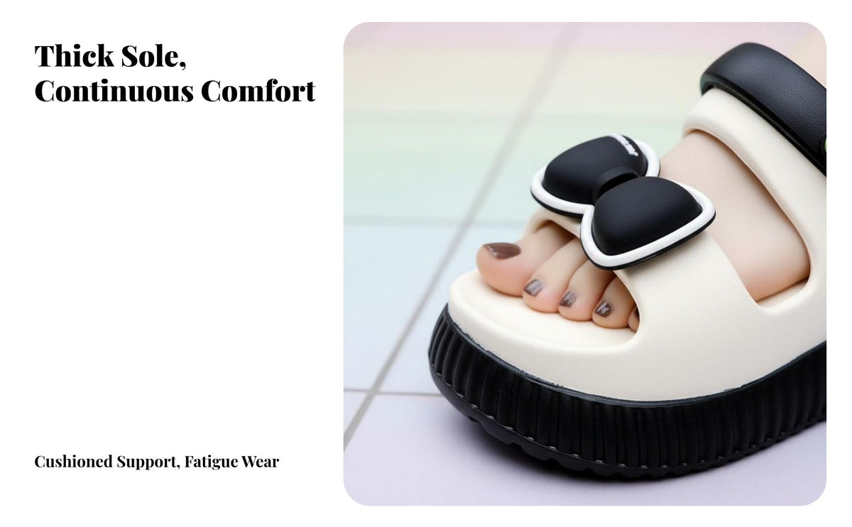 Women's Summer Platform House Shoes, Bowknot, Non-Slip, Indoor Outdoor, Random Color