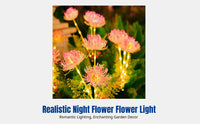 Solar Powered Artificial Flower Stake Light, Outdoor Garden Decor, Copper Wire, Christmas Lawn, 2024