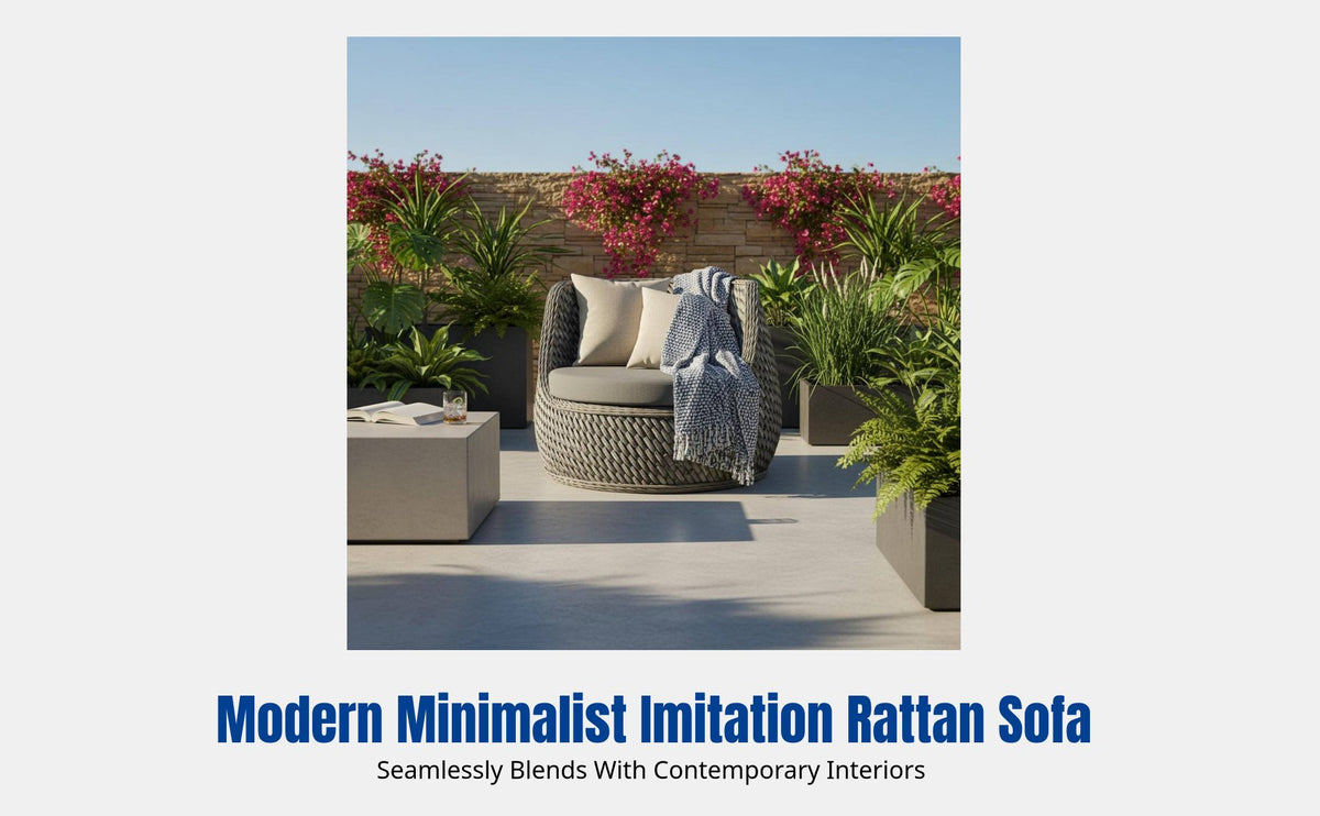 Outdoor Rattan Sofa, Modern Minimalist Round Lounge Chair, Balcony Garden Patio Furniture