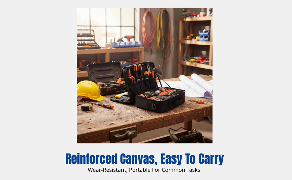 Large Capacity Canvas Tool Bag, Thickened Partition, Electrician Multi-Functional Organizer