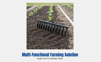Spiral Tooth Rake, Durable Manganese Steel, Multi-Functional Garden Tool for Soil Turning and Planting