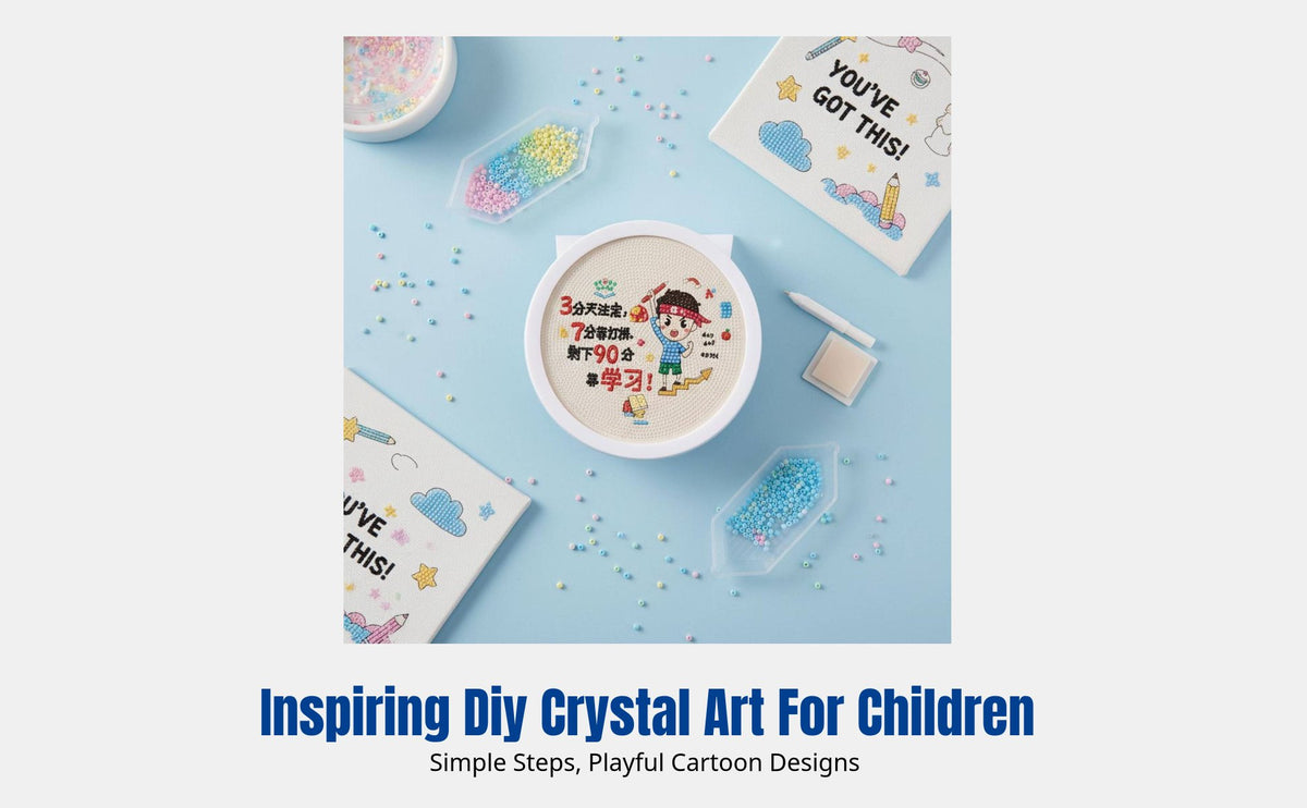 DIY Crystal Sticker Art Kit for Kids, Motivational Cartoon Art, Full Drill Table Decor, Educational Gift