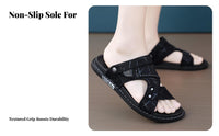 Men's Summer Sandals, Breathable Slip-On Beach Shoes, Anti-Slip Soft Sole, PU Upper, relaxed Outdoor Driver design