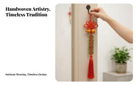 Copper Five Emperor Coins, Wooden Gourd, Chinese Knot Door Hanging Decor