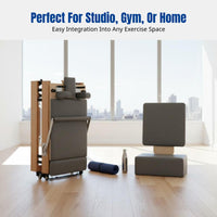 Oak Pilates Reformer Bed, Foldable central commercial fitness equipment for studio, home, gym