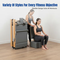 Oak Pilates Reformer Bed, Foldable central commercial fitness equipment for studio, home, gym