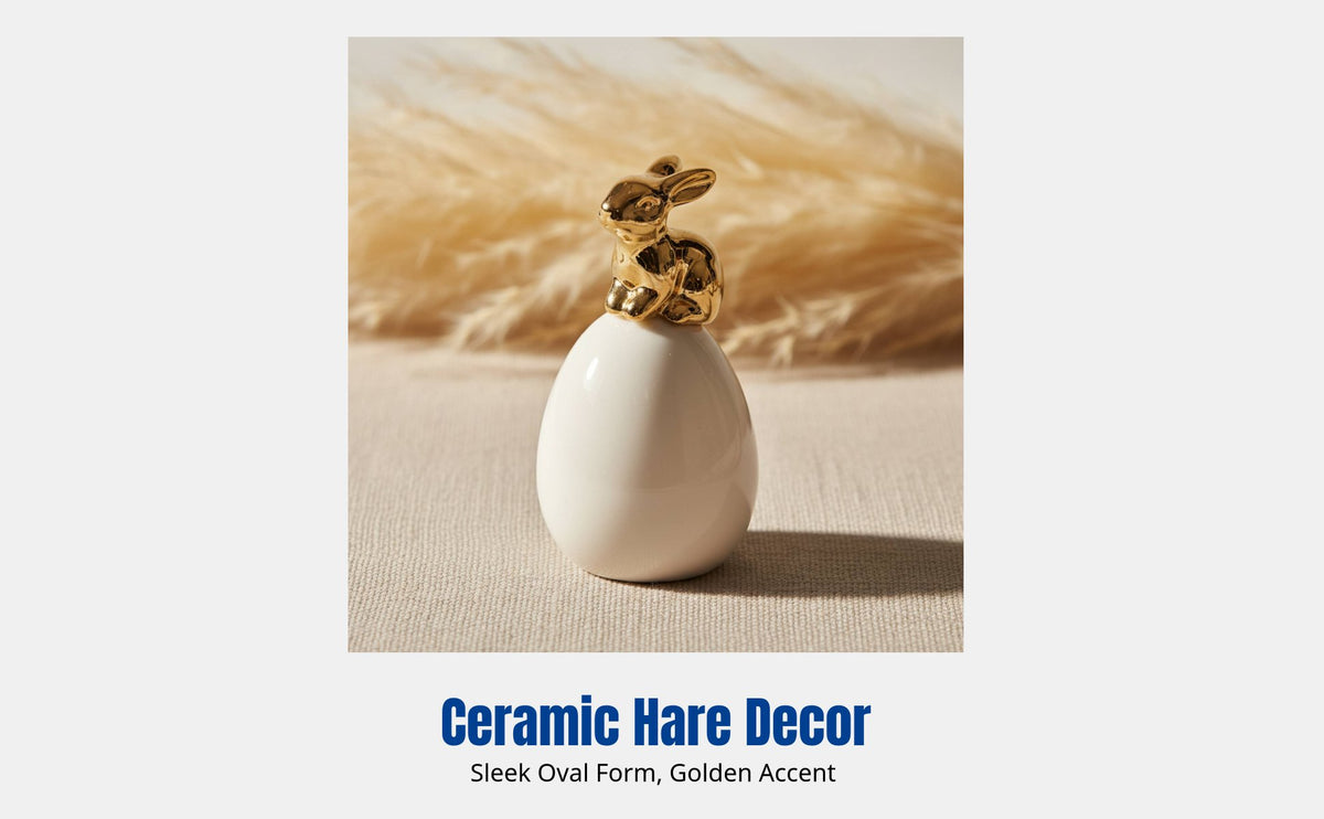 Nordic Ceramic Decor, Modern Minimalist Hare Figurine, Easter Home Accent