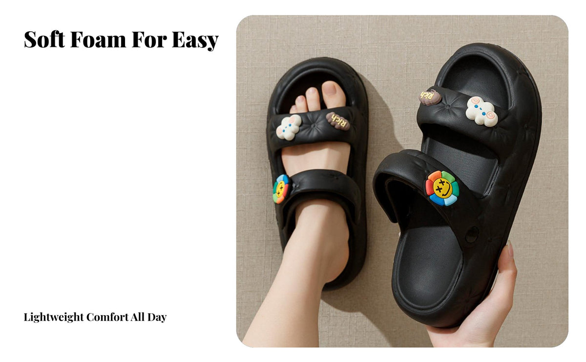 Thick Sole Slide Sandals, doubleWear Foam Clogs, Women's Summer Beach, Cute Cartoon