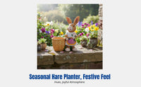 Resin Hare Flower Pot Decor, Garden Courtyard Ornament, Easter Mini Landscape Accessory
