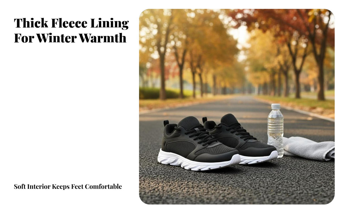 Men's Running Shoes, Mesh Breathable Lightweight athletic shoes, Anti-Slip comfortable Black Trainers, Autumn Winter