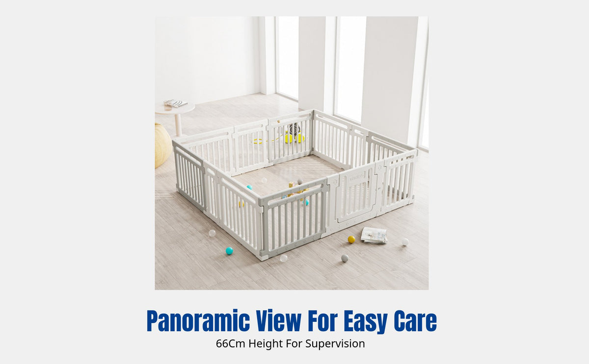 Infant Indoor Playpen, Adjustable Fence, Toddler Crawling Mat, Secure Home Barrier, Modern Minimalist