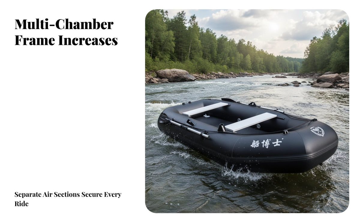 Inflatable Fishing Boat Hard Bottom Safety Chambers with Paddle for Lakes