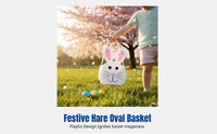 DIY Fabric Easter Basket, Cartoon Bunny Oval Container, Handheld Gift Bag, Festive Gathering Decor