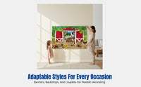 Easter Backdrop Banner, Polyester Party Decor, Cartoon Bunny Oval Design, Event Hanging Decoration