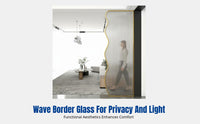 Nordic Glass Room Divider, Stainless Steel Partition, Wave Pattern, Living Room, Entryway, Bathroom