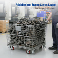 Warehouse Storage Cage, Foldable Metal Cage, Galvanized, Customizable, In Stock