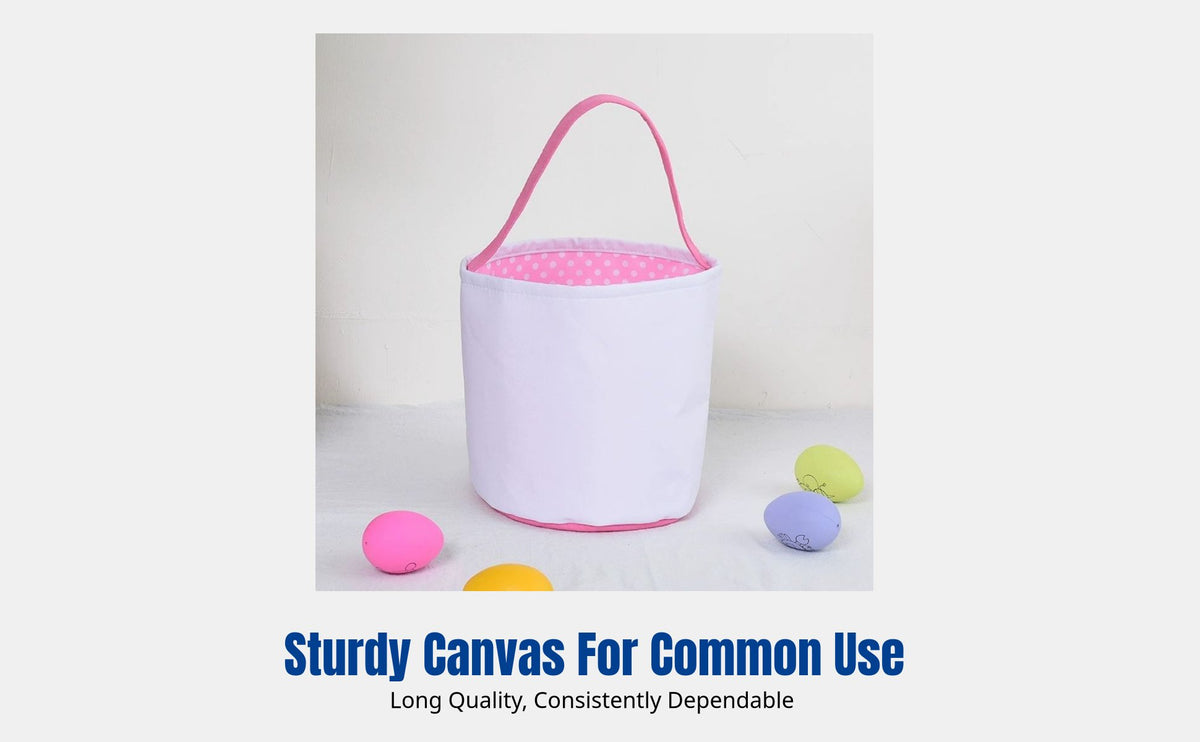 Sublimation Canvas Easter Basket with Bunny Ears, DIY Gift Bag, 23x25cm, Polyester, for Kids and Family