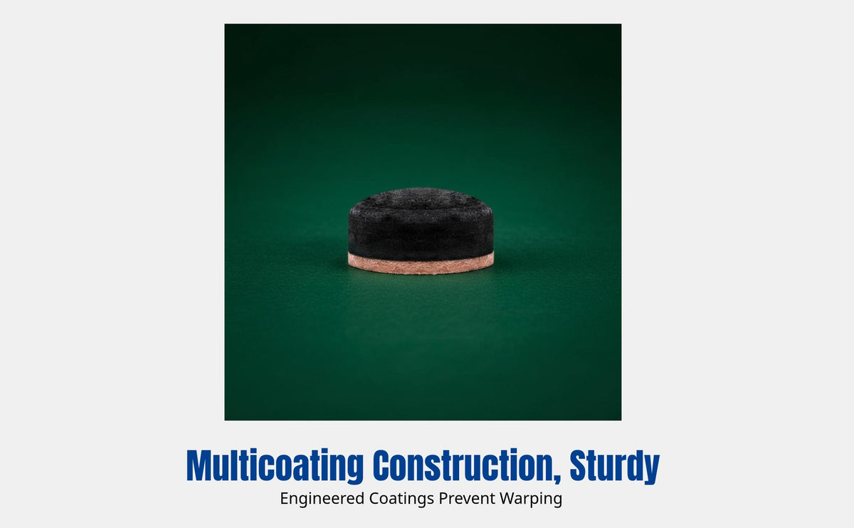 Multi-layer Cue Tip, 14mm, Black Eight & Nine Ball, Moderate Hardness, Enhanced Sealed Pack