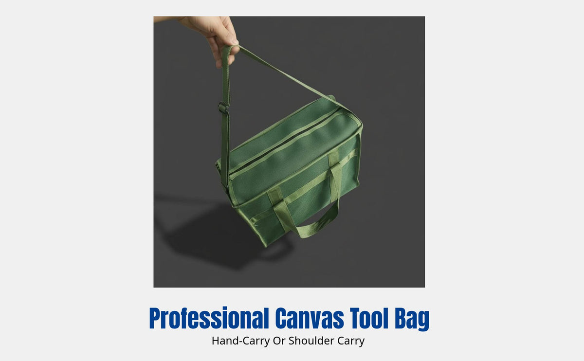 Canvas Tool Bag, Shoulder Strap, Fastener Closure, Thickened Handheld Storage, Electrician Maintenance Tote
