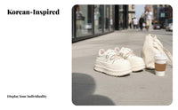 Chic elevated athletic shoes, Thick Sole cream Shoes, Korean trend, Autumn stylish for Women