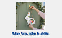 Easter Wooden Hanging Sign, Bunny Oval Door Decoration, Holiday Party Home Decor Prop