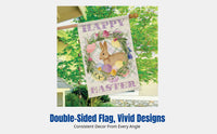 Easter Bunny Flag, Linen Double-Sided Garden Banner, Outdoor Party Decor