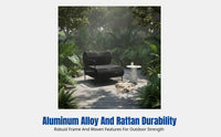 PE Rattan Outdoor Sofa, Patio Lounge, Sun-Resistant, Modern Minimalist, Garden, Balcony, Villa