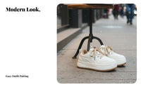 cream shoes for Women, Fleece Lined, Thick Sole, everyday Lace-Up Winter Shoes, adaptable design