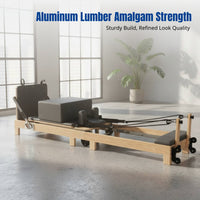 Pilates Reformer Bed, Foldable Aluminum Alloy & Wood, Home Gym, Studio Equipment
