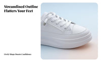 PU Leather shoes, Women's cream everyday Shoes, 2025 season, Thick Sole, Lace-Up, adaptable design