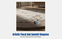 Oriental Style Area Rug, Modern Chinese Round Carpet, Artistic Floral Pattern, Living Room, Tea Table Mat
