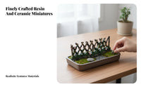 Resin Miniature Fence Bonsai Decoration, tiny Landscape Accessory, Japanese design, Photography Prop