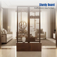 Multipurpose Room Divider Cabinet, Entryway Coat Rack, Shoe Bench, Versatile Storage Organizer for Living Room, Modern Abstract Design