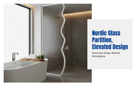 Nordic Glass Room Divider, Stainless Steel Partition, Wave Pattern, Living Room, Entryway, Privacy Screen
