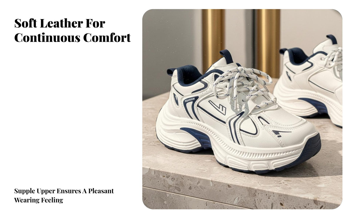 Women's Dad athletic shoes, Soft Leather Thick Sole, Winter Fleece Lined, Height Increasing, everyday Couple Sports Shoes