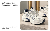Women's Dad athletic shoes, Soft Leather Thick Sole, Winter Fleece Lined, Height Increasing, everyday Couple Sports Shoes
