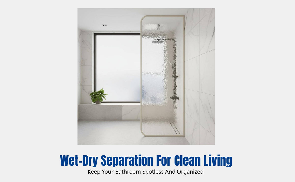 Bathroom Partition Screen, Glass Divider, Slim Stainless Steel Frame, Shower Wet and Dry Separation, Modern Minimalist