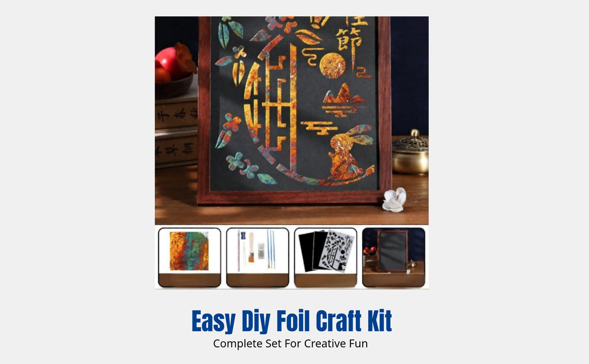 Traditional Foil Painting DIY Kit, Foil Art, Copper Foil Art, Framed Decor for Holidays