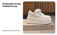 Thick Sole cream shoes for Women, relaxed elevated Lace-Up Shoes, season 2025 adaptable Height Increasing Trainers